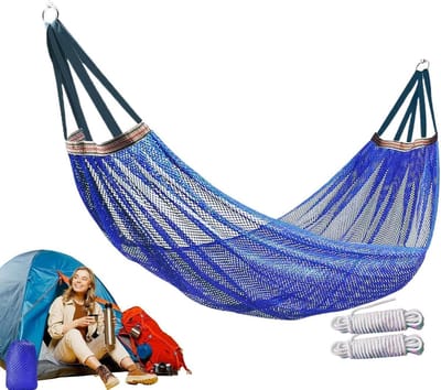 Hangmat - Schommelbed - Ontspanning Buiten - Ademend Gaas - 260x130 cm - Blauw