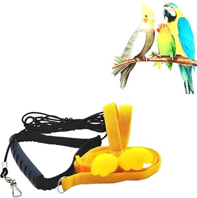 Dailygoods- Papegaaienharnas Verstelbaar - Vogel Harnas - Elastisch Trekkoord - Duurzaam Nylon - 2 Meter Touw - Geschikt voor Cacatoe en Loriini - Vogelharnas