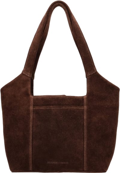 Hide & Stitches Brazos Schoudertas - 30 x 21 x 10,5 cm - Suede - Leer - Dames Tas - Leren Dames Tas - Donkerbruin
