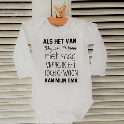 Baby Rompertje met tekst aankondiging bekendmaking zwangerschap cadeau voor de liefste aanstaande opa en oma oom tante papa mama broer zus