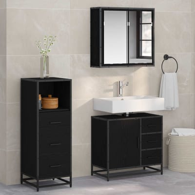 vidaXL - Badkamermeubel - Set - 3 - st - Zwart - Eiken - 35 - x - 37,5 - x - 100 - cm