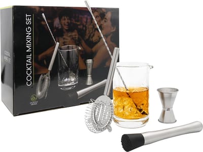 Leopold Vienna - Cocktail set 5-delig (mixglas, barlepel, stamper, pipet, strainer) - cadeau giftset