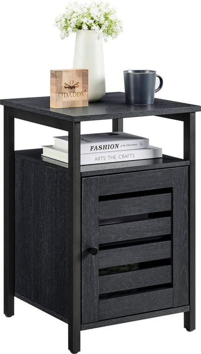 O'DADDY® Nachtkastje industrieel - bijzettafel - nachtkastje met deur en planken - 40 x 40 x 60 cm - zwart / donkergrijs