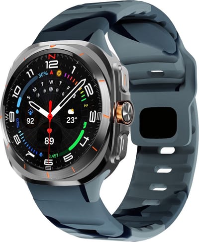By Qubix - smartwatch bandje - Compatible Samsung bandje - Wave siliconen bandje - Camouflage - Geschikt voor Samsung Galaxy Watch Ultra / Ultra 2 - 47mm