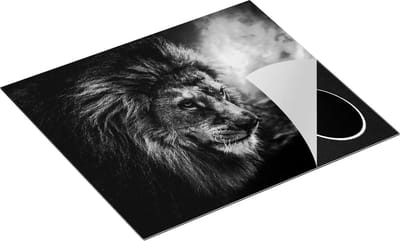 Chefcare Inductie Beschermer Leeuw - Leeuwenkop - Zwart Wit - 60x50 cm - Afdekplaat Inductie - Kookplaat Beschermer - Inductie Mat