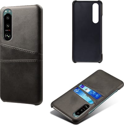 Hybride Back Cover met Opbergvakjes + Gehard Glas Screenprotector voor Sony Xperia 5 III_ Zwart