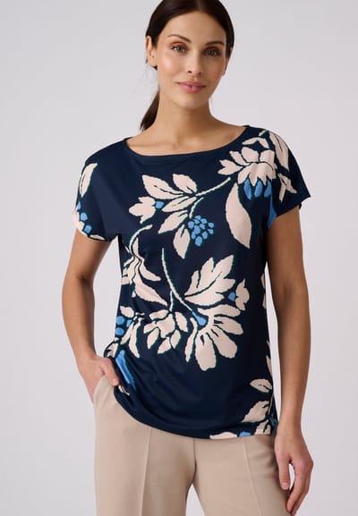 Damart - T-shirt van crêpebreisel - Dames - Blauw - S