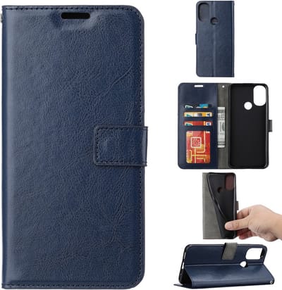 Bookcase Geschikt voor: Motorola Moto G10 / G20 / G30 Donkerblauw - portemonnee hoesje - ZT Accessoires