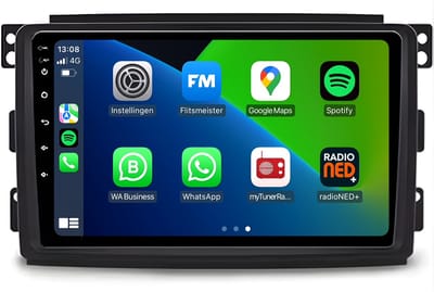 CarPlay autoradio geschikt voor Smart Fortwo | 2009 t/m 2015 | Android 13 | Draadloos Apple CarPlay & Android Auto | 2GB + 32GB | 8-Core processor | Davilon | 2025 model | 2009 2010 2011 2012 2013 2014 2015 | Bluetooth & Wifi