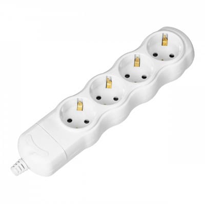 Stekkerdoos - Verdeelstekker 4 voudig - Verdeeldoos horizontaal - Stekkerblok zonder snoer/kabel - Wit