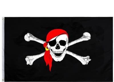 Go Go Gadget - Piraten Vlag - Skull & Crossbones - Pirate - 90x150cm - Zwart/ Wit/ Rood