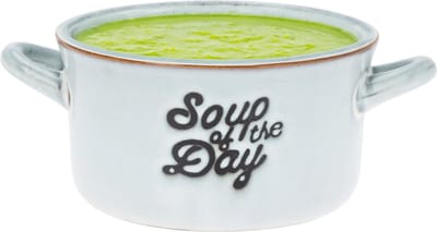 Excellent houseware soepkom/snack schaaltje - lichtblauw - 500ml - porselein - met oor