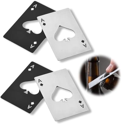 Dailygoods- Flesopener Ultradun Roestvrij Staal - Set van 4 - Lichtgewicht - Draagbaar - Geschikt voor Bier/Frisdrank - Origineel Cadeau - Bottle Opener