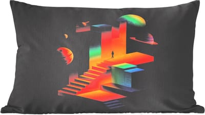 Sierkussens - Kussentjes Woonkamer - 60x40 cm - Abstract - Trappen - Mens - Planeten