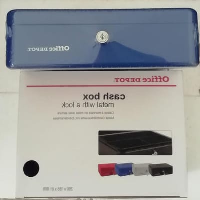 Kassa Blauw - Geldkistje - Geld Opbergen - Robuuste Stalen Constructie - 10 Inch - Blauw