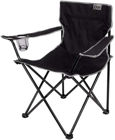 Froyak - Opvouwbare campingstoel - Met bekerhouder - Met praktische hoes - Zwart