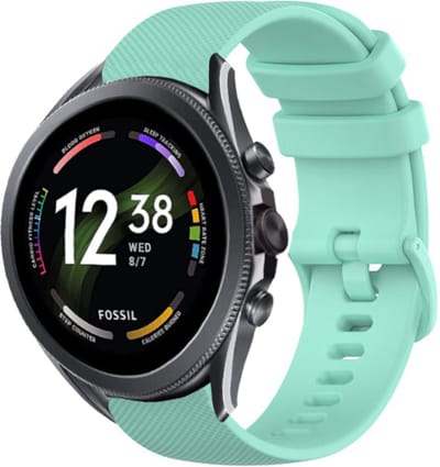 Strap-it Luxe siliconen bandje - geschikt voor Fossil Gen 5 / Gen 5e 44mm / Gen 6 44mm - aqua