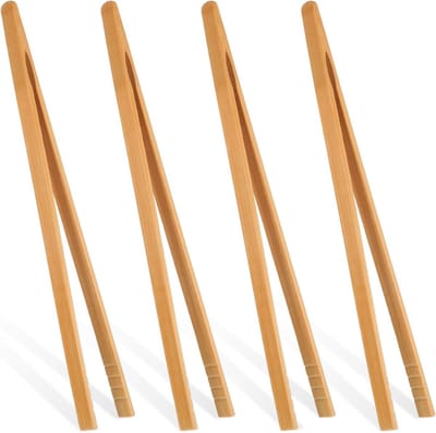 Houten Tangen 25 cm - Herbruikbare en Antislip Keuken Tangen voor Salades, Grillen en Brood