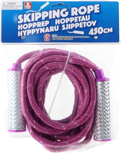 Jonotoys Springtouw speelgoed met glitters - paars - 450 cm - buitenspeelgoed