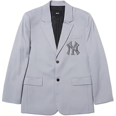 MLB FW22 Effen Kleur Letter Applicatie Enkele Rij Knopen Pak Uniseks Pakken Grijs 3AJK01014-50GRS L gray