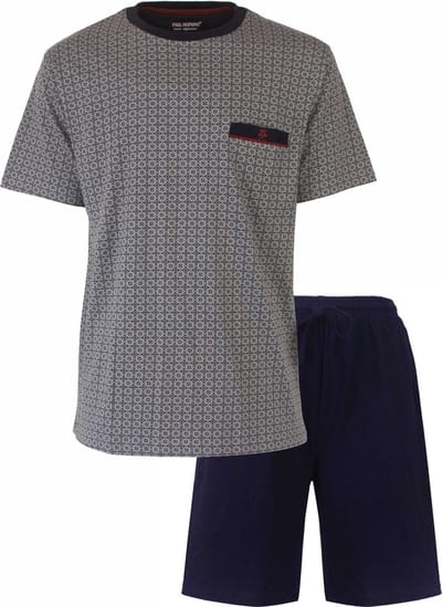Paul Hopkins Heren Shortama - Geprint Dessin - Donker Blauw - Maat M