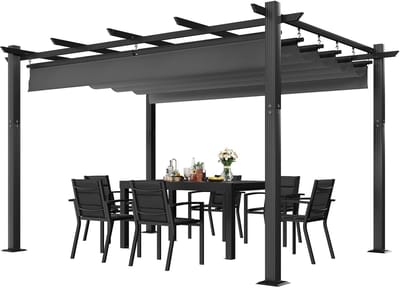 Turold Pergola - Gazebo - Paviljoen - Tuin Overkapping - Waterdicht, Verstelbare Schaduwgebieden, Magnetische bevestiging 3x4m