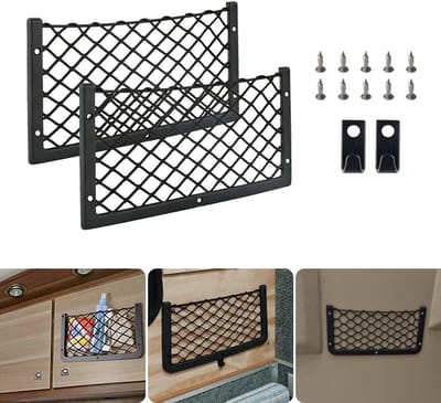 SnelShoppen - Luggage Net Set van 2 - 36 x 18 cm - Opslagnet voor Auto - Inclusief Haken - Voor Caravans, Trucks en Vans