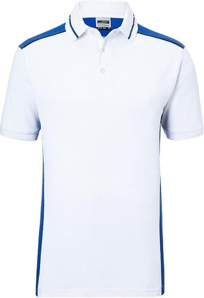 James and Nicholson Heren Werkkleding niveau 2 Polo (Wit/royaal blauw)