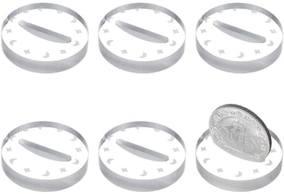 6 STKS Acryl Munt Base Display 5 cm in Diameter Clear Platte Ronde Munt Display met 34mm Slot Coin Display Houder Clear Mini Coin Display Ezel Houder voor Challenge Coin Organisatie