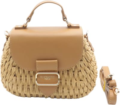 Flora & Co - trendy raffia crossbody tasje - beige