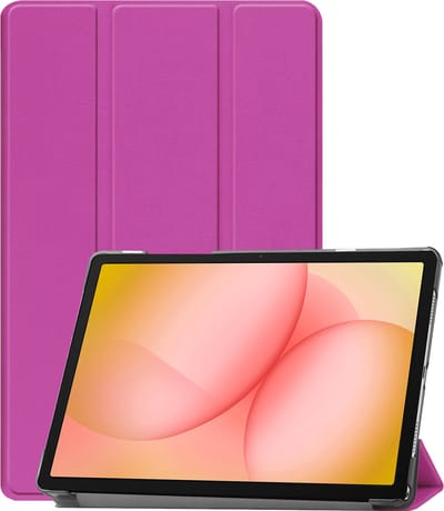 Hoesje - Geschikt voor Samsung Galaxy Tab A11 Plus - Dun & Stevig - Trifold Bookcase - Hard Cover - Hardcover Book Case - Tablet Hoes - Paars