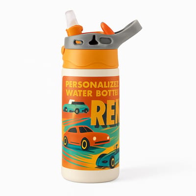 Retro 'The Best is Yet to Come' Drinkfles – Inspirerende Citaat Drinkfles voor Positivisten - Waterfles voor kinderen (wit/oranje)