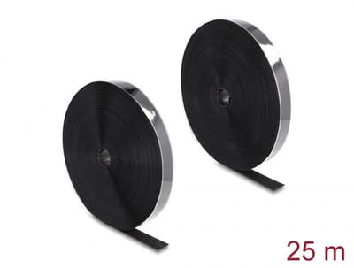 Klittenband Zware haak-en-lus tape zelfklevend L 25 meter x B 25 mm zwart