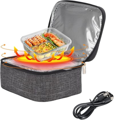 Verwarmde Lunchbox - Draagbare Oven - Warm Eten - Snelle Verwarming - 21x16x8cm - Grijs