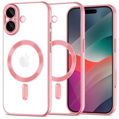 Backcover hoesje Geschikt voor: iPhone 17 met geïntegreerde Camera lens bescherming [magnetische hoes] compatibel met MagSafe Dames Heren - Roze