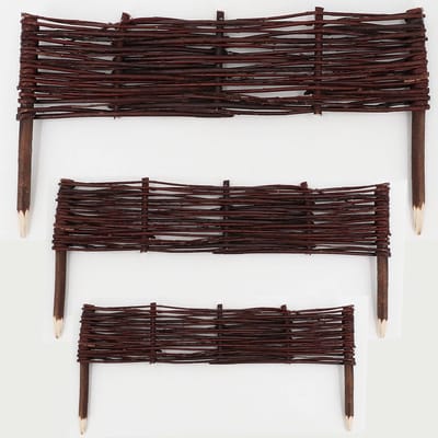 Wilgen omrandingen - Bloembegrenzing hek - Tuin afscheiding - Strak gebonden wilgentenen - 20 cm x 50 cm - bruin