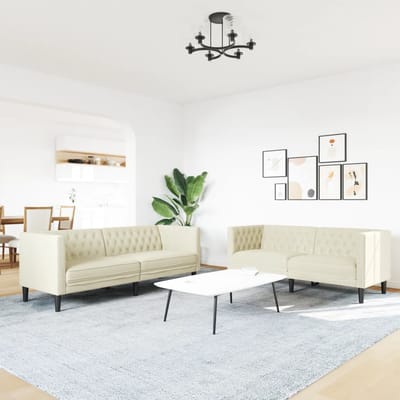vidaXL - 2-delige - Loungeset - Chesterfield-stijl - kunstleer - crèmekleurig