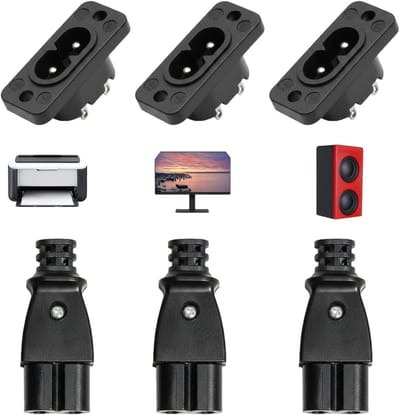 6 Stuks IEC320 C8 C7 2-Pin Stekker en Bush Set, AC Ingang Connector voor PCB, Elektronica, 250V 2.5A, Rechthoekige Socket, Verbindingselementen en Apparatuur