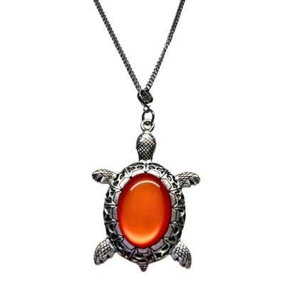 2 Love it Schildpad Mango - Ketting - Lengte 40 + 5 cm - Stainless steel - Metaal - Oranje - Zilverkleurig
