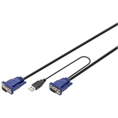 Digitus KVM Adapterkabel [1x USB-A, VGA - 1x VGA] 3.00 m Zwart