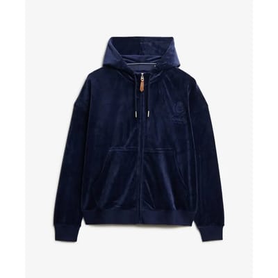 Dames hoodie met ritssluiting van velours Superdry Country Club