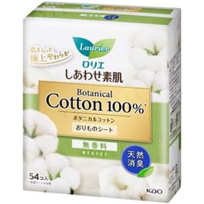 Kao - Laurier F Happy Bare Skin Pantyliner 100% Botanical Cotton 54 pcs