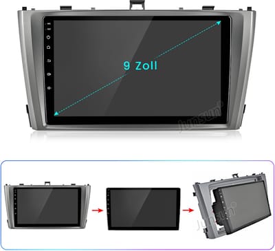 Junsun Android 15 CarPlay Autoradio Geschikt Voor Toyota Avensis 2008-2015 Accessoires, 2GB+64GB, Draadloze Andriod Auto, Bluetooth, GPS Multimedia Navigatiesystem, 9-inch Touchscreen, WiFi, USB, RDS, DAB+, DSP, FM, Quad-core processor