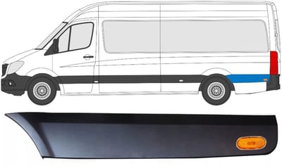 Sierlijst zijlijst achter spatbord met lamp voor Mercedes Sprinter 2006-2018
