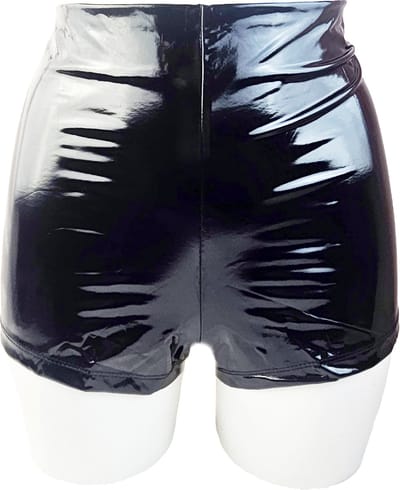 BamBella® - Short - Maat S/M - Zwart dames sexy Glans kleding mix van Latex en stof Datex Wetlook met sluiting Korte broek shorts
