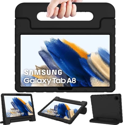 Kinder Hoes Bumper - Kindvriendelijk Kids Case Kinderhoes - Hoesje Geschikt voor Samsung Galaxy Tab A8 10.5 2022 - 10.5 inch (SM-X200/X205/X207) - Hoesje Shockproof Cover Hoes - Zwart