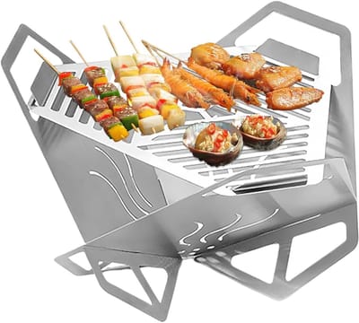 Opvouwbare Vuurschaal - Buitenhaard Grill - Gezellige Bijeenkomsten - Gereedschapsloze Opbouw - 27 x 155 cm - Zwart