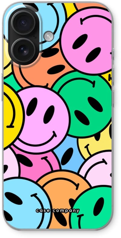 Case Company® - Hoesje geschikt voor iPhone 16 hoesje - Smiley N°1 - Soft Cover Telefoonhoesje - Bescherming aan alle Kanten en Schermrand