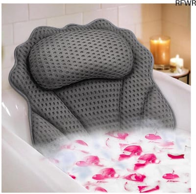 RFWR® Ergonomisch Luxe Badkussen met Hoofd-, Nek-, Schouder- en Rugsteun - 4D Badkussen met 6 Zuignappen voor Alle Badkuipen