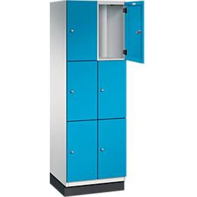 C+P Cambio lockerkast, 2 vakken, 6 vakken, met plint, B 600 x D 525 x H 1980 mm, lichtgrijs/lichtblauw